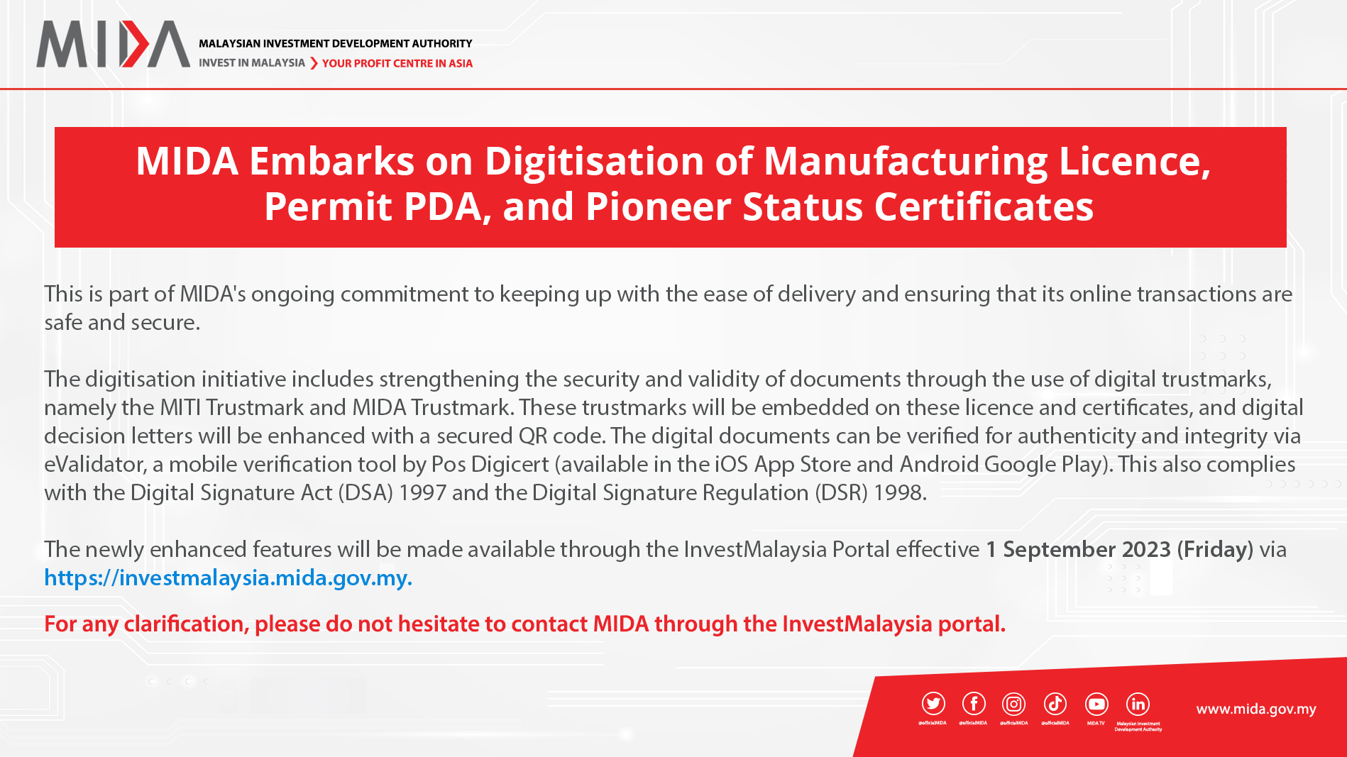MIDA Embarks on Digitisation of Manufacturing Licence, Permit PDA, and