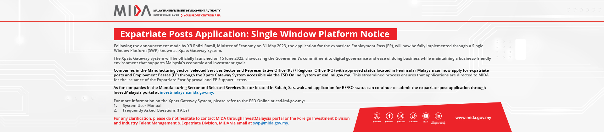 Expatriate Posts Application: Single Window Platform Notice